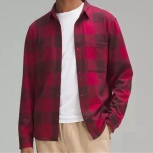 Lululemon Soft Knit Overshirt Check Plaid Pomegranate Red